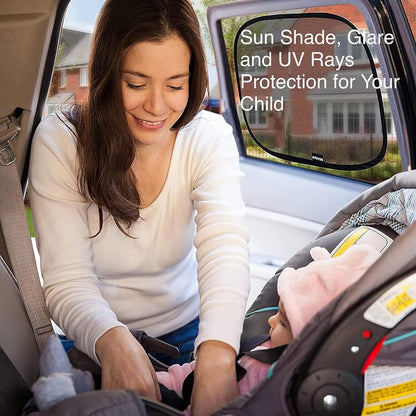 Enovoe Car Window Shades for Baby (2 Pack) - 21"x14" Sun Shade Blocker, Cling - Glare Shield and UV Rays Protection for Your Child - Side Window Screens for SUV- Mesh Window Shades for car Baby