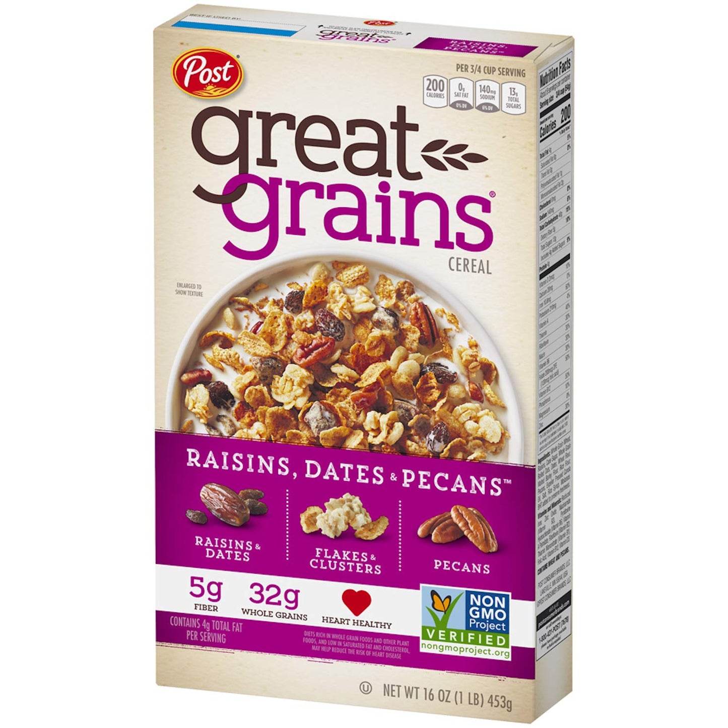 Post Great Grains Raisins, Dates & Pecans Whole Grain Cereal, 16 Ounce