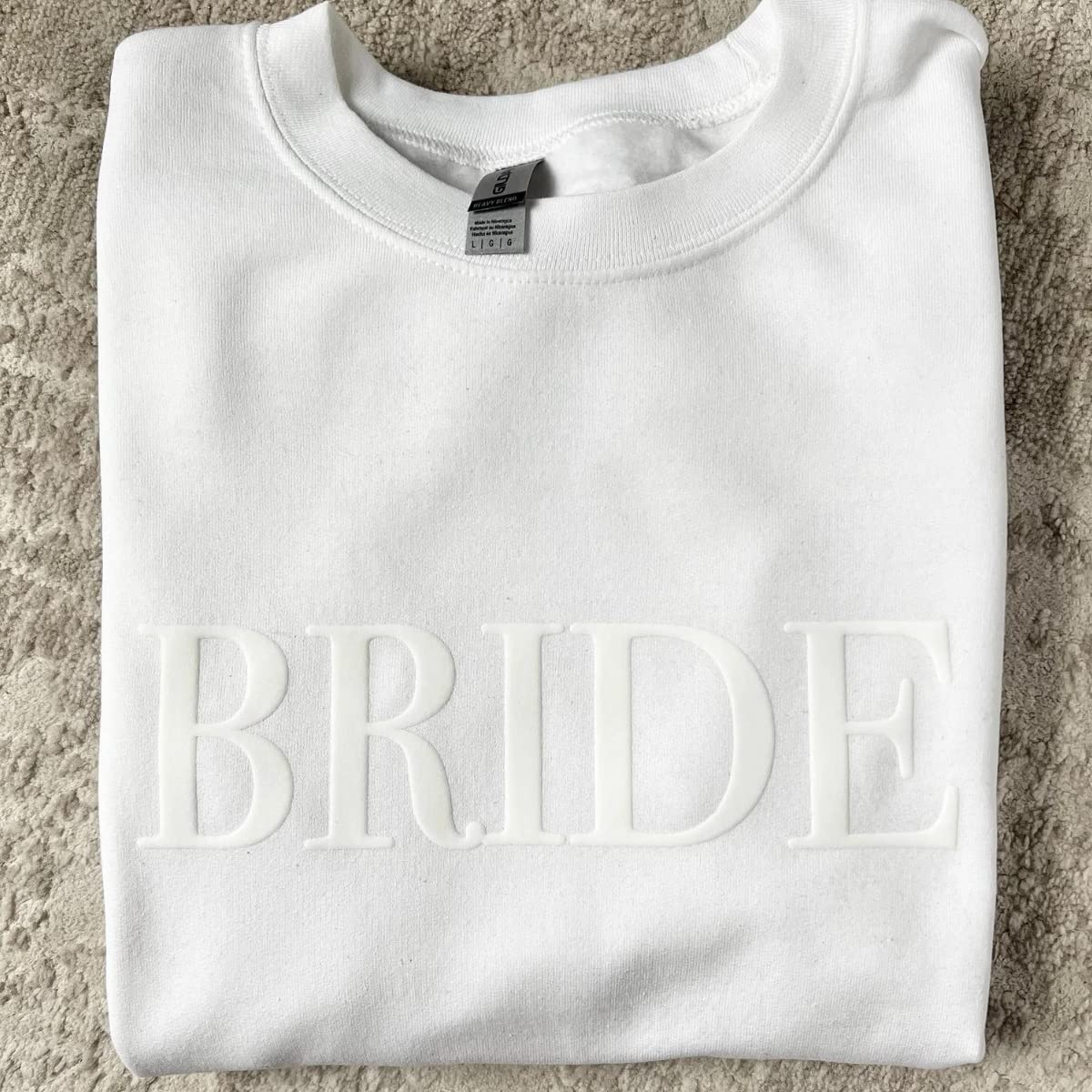 Bride Sweatshirt, Engagement gift, Future Mrs Sweatshirt, Bride to be Gift, Embossed Bachelorette Gift, New Mrs, Fiancee Gift, Newly Engaged (M, White)
