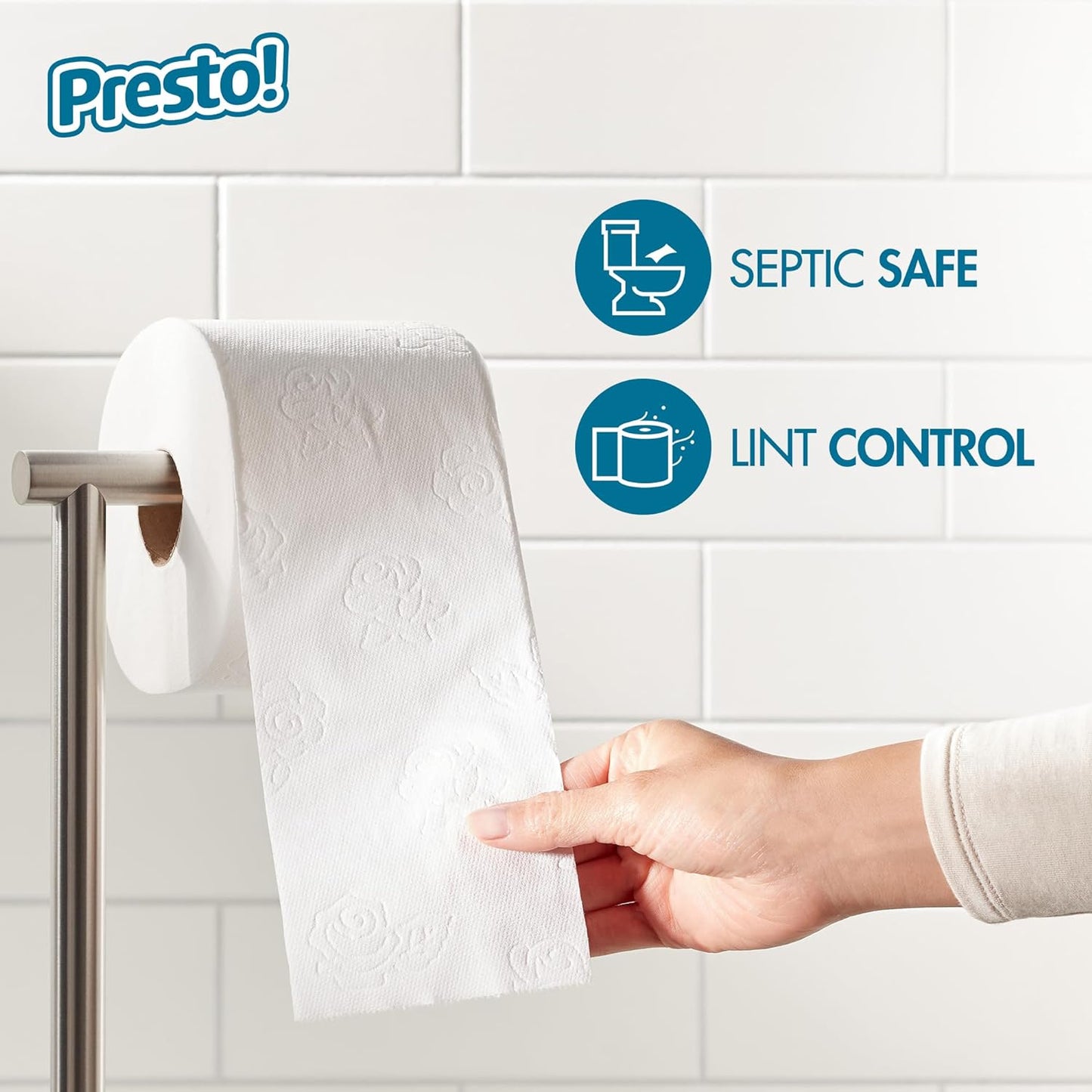 Amazon Brand - Presto! 2-Ply Toilet Paper, Ultra-Soft, Unscented, 24 Rolls (4 Packs of 6), Equivalent to 120 regular rolls