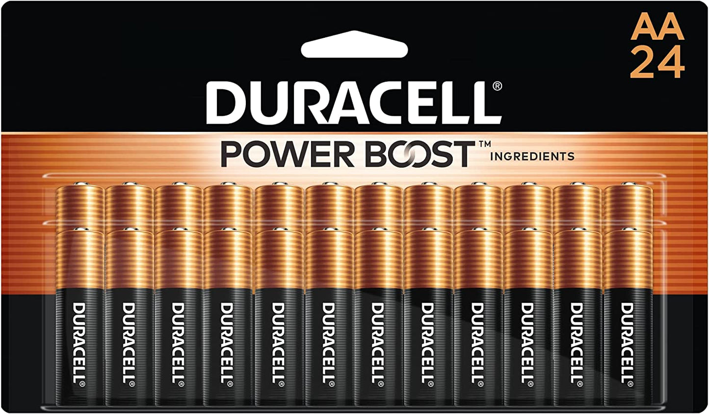 Duracell Coppertop AA Batteries with Power Boost Ingredients, 24 Count Pack Double A Battery with Long-lasting Power, Alkaline AA Battery for Household and Office Devices