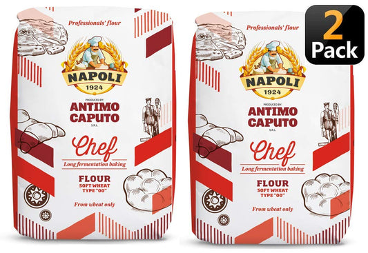 Antimo Caputo Chefs Flour - Italian Double Zero 00 - Soft Wheat for Pizza Dough, Bread, & Pasta, 2.2 Lb (Pack of 2)