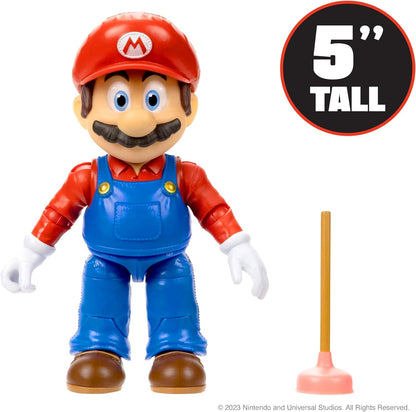 The Super Mario Bros. Movie - 5 Inch Action Figures Series 1 – Mario Figure with Plunger Accessory