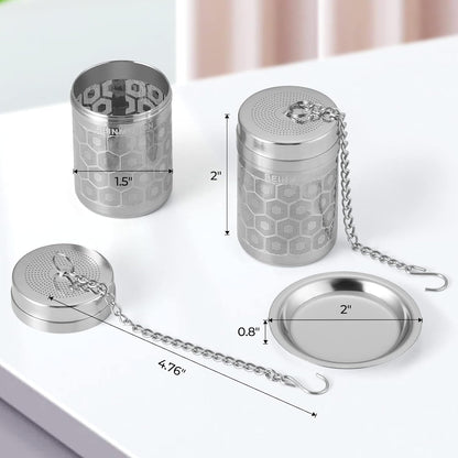 Reinmoson Tea Strainers for Loose Tea, Extra Fine Mesh Tea Infuser, 304 Stainless Steel & Updated Slim Threaded Lid, Loose Leaf Tea Steeper for Black Tea, Rooibos, etc