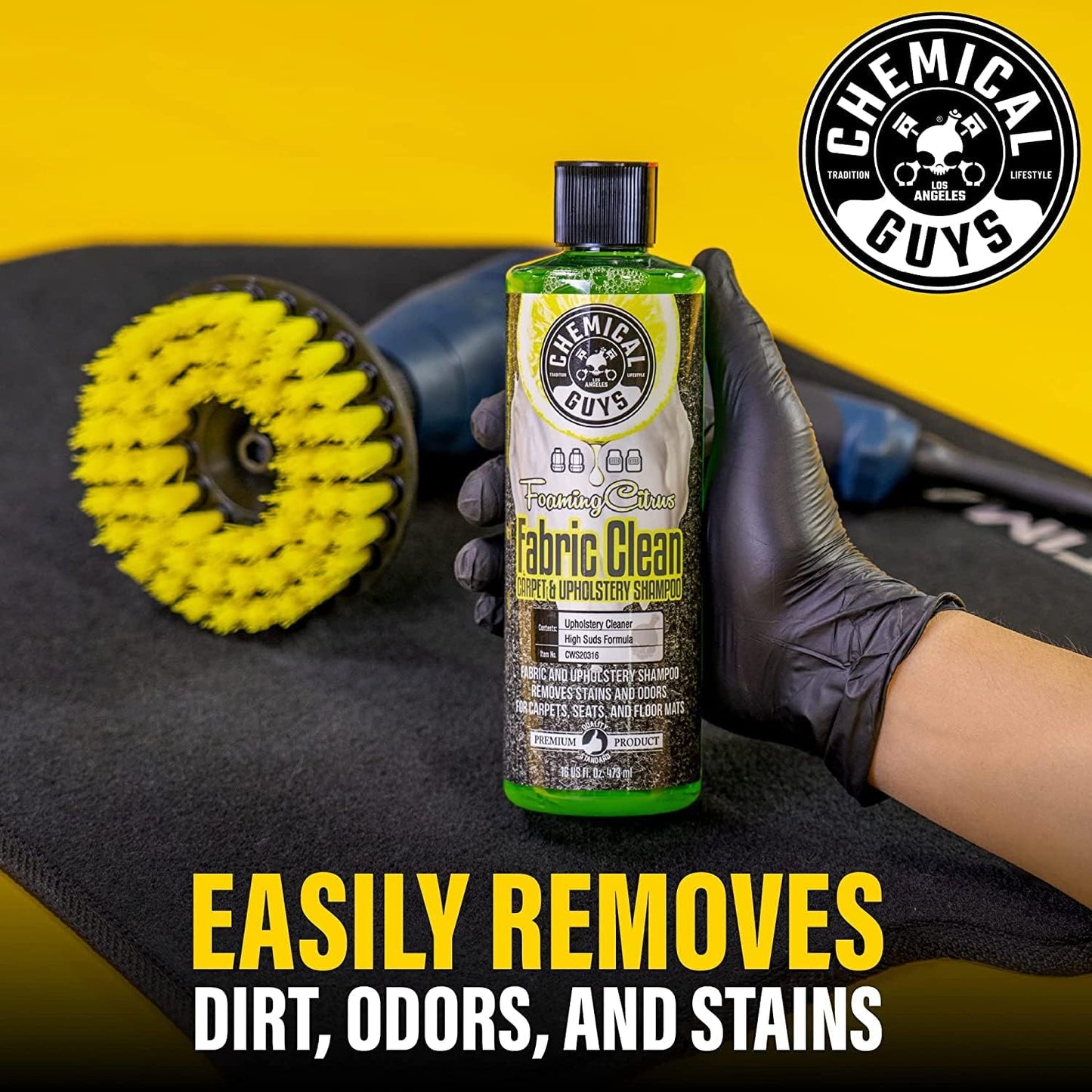 Chemical Guys CWS20316 Foaming Citrus Fabric Clean Carpet & Upholstery Cleaner (Car Carpets, Seats & Floor Mats), Safe for Cars, Home, Office, & More, 16 fl oz, Citrus Scent