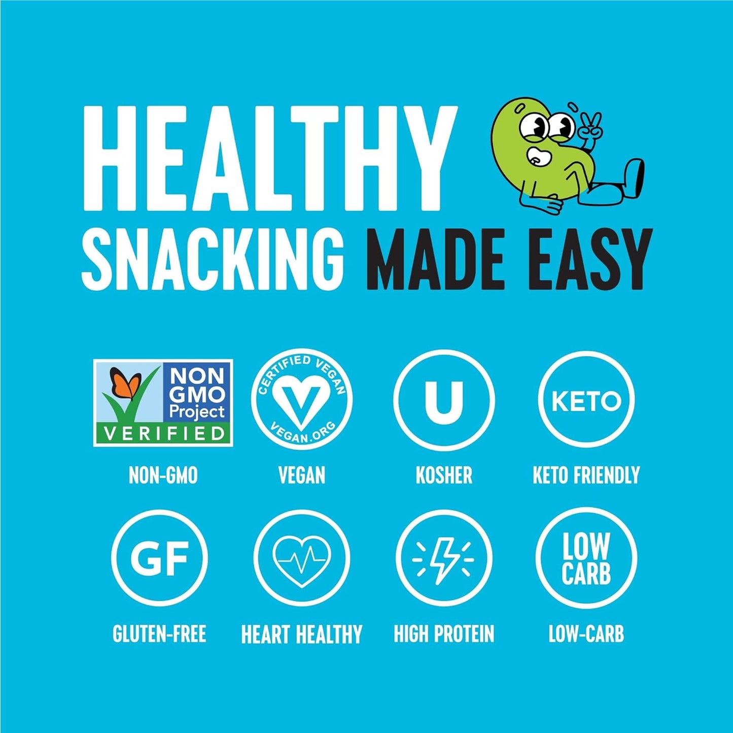 The Only Bean Crunchy Dry Roasted Edamame Snacks (Sea Salt), Keto Snack Food, High Protein (11g) Healthy Snacks, Low Carb Gluten Free Office Vegan Food 100 Calorie Snack Pack, 0.9oz 10 Pack