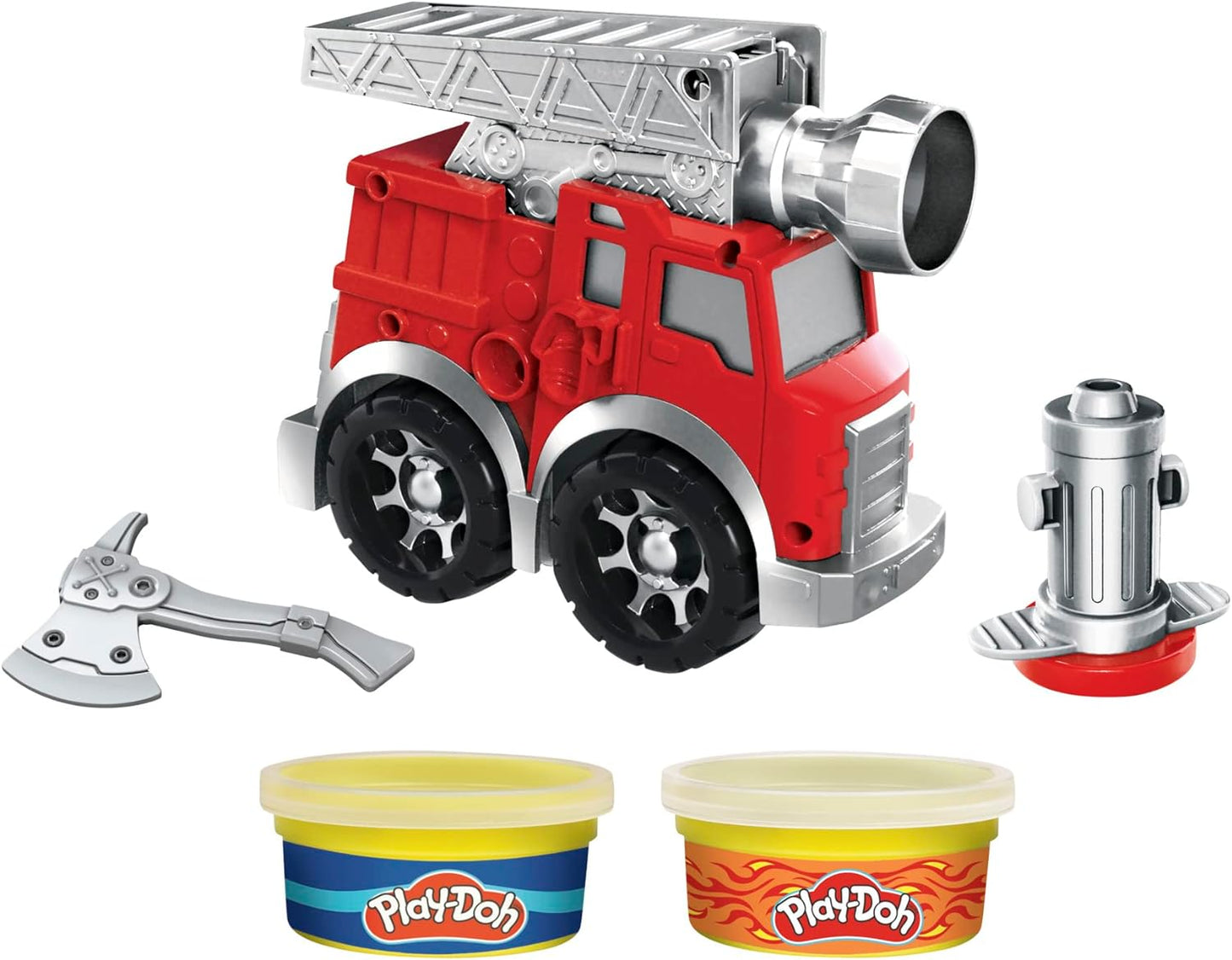 Play-Doh Wheels Fire Engine Playset with 2 Non-Toxic Modeling Compound Cans Including Water and Fire Colors, Firetruck Toy for Kids 3 and Up