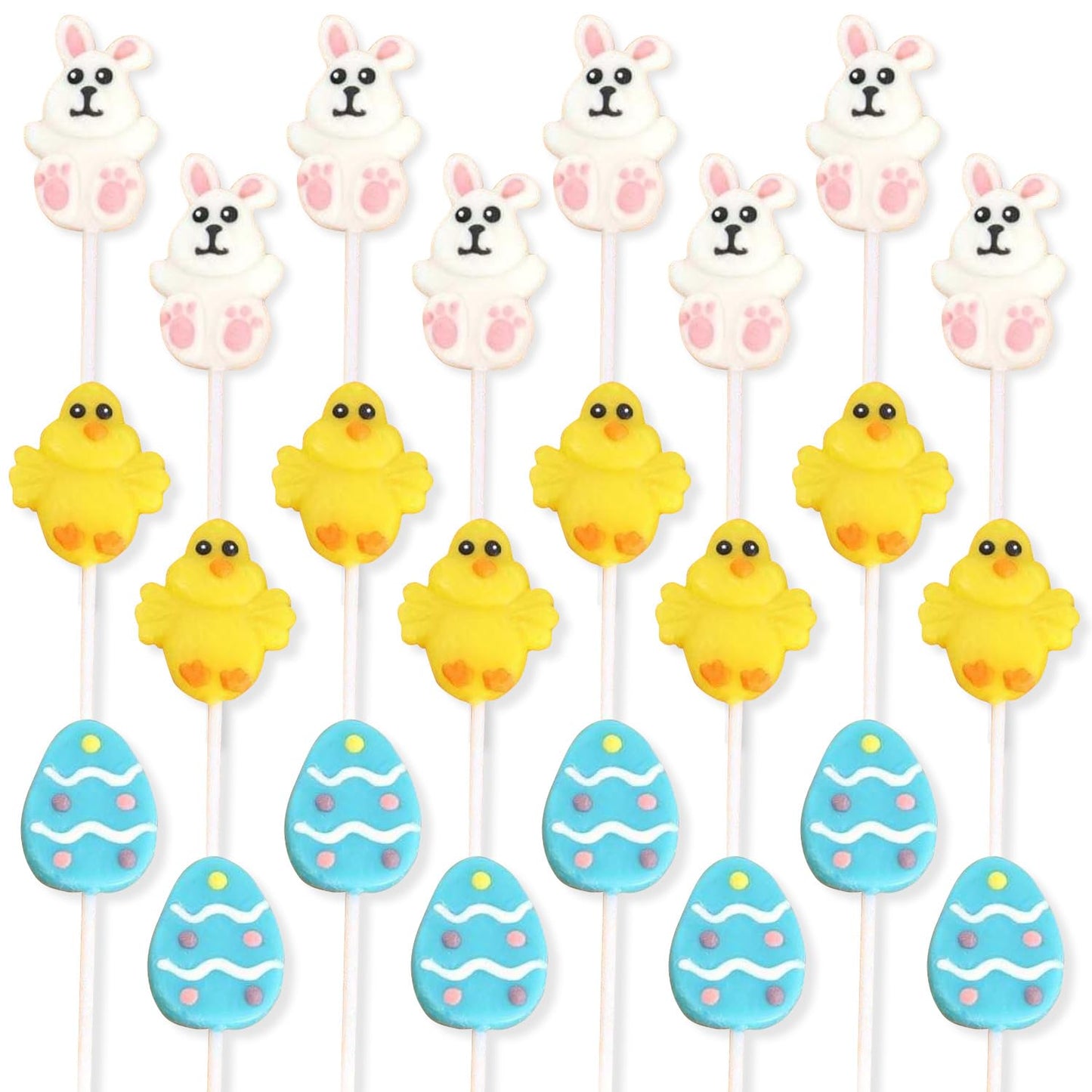 Easter Lollipops - 24 Individually Wrapped Suckers Bulk Variety Pack - Candy for Easter Baskets - Egg Hunts (Strawberry, Raspberry, Lemon)