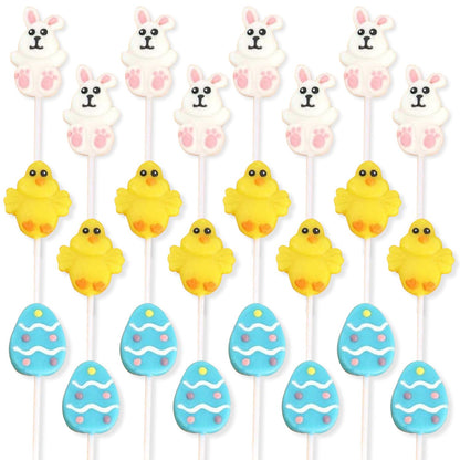 Easter Lollipops - 24 Individually Wrapped Suckers Bulk Variety Pack - Candy for Easter Baskets - Egg Hunts (Strawberry, Raspberry, Lemon)