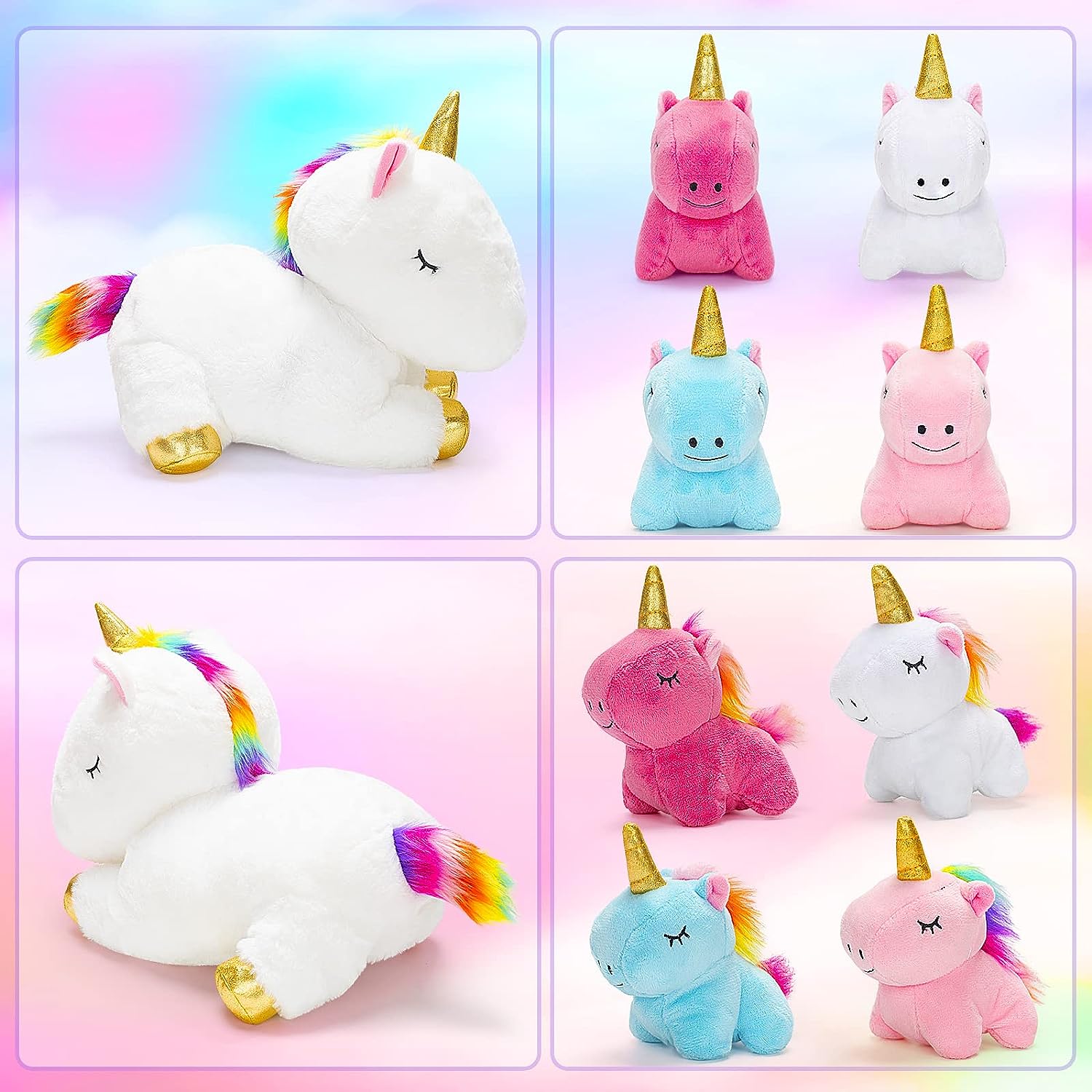KMUYSL Unicorn Toys for Girls Ages 3 4 5 6 7 8+ Year - Unicorn Mommy Stuffed Animal with 4 Baby Unicorns in Her Tummy, Valentines and Birthday Gifts, Soft Plush Set for Baby, Toddler, Kids