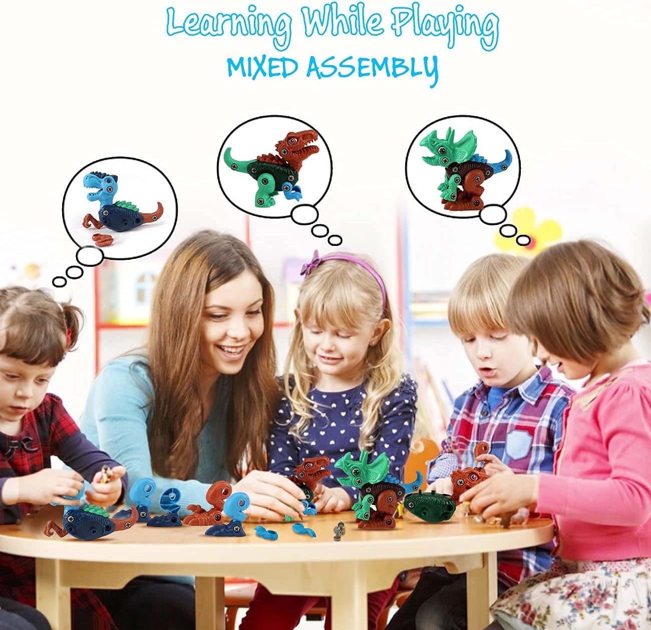 FREE TO FLY Kids Toys Stem Dinosaur Toy: Take Apart Toys for Kids 3-5 Learning Educational Building Sets with Electric Drill Birthday Gifts for Toddlers Boys Girls Age 3 4 5 6 7 8 Year Old