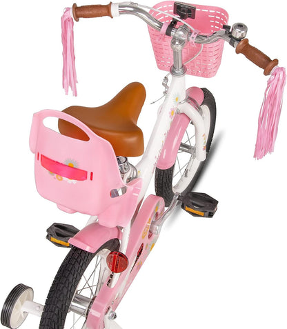 JOYSTAR Little Daisy Kids Bike for Girls Ages 2-12 Years, 12 14 16 20 Inch Princess Girls Bicycle with Doll Bike Seat, Training Wheels, Basket and Streamers, Kids Cycle Bikes, Multiple Colors