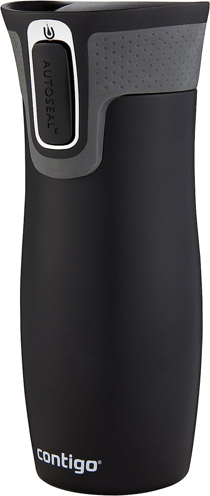 Contigo West Loop Stainless Steel Vacuum-Insulated Travel Mug with Spill-Proof Lid, Keeps Drinks Hot up to 5 Hours and Cold up to 12 Hours, 16oz Matte Black