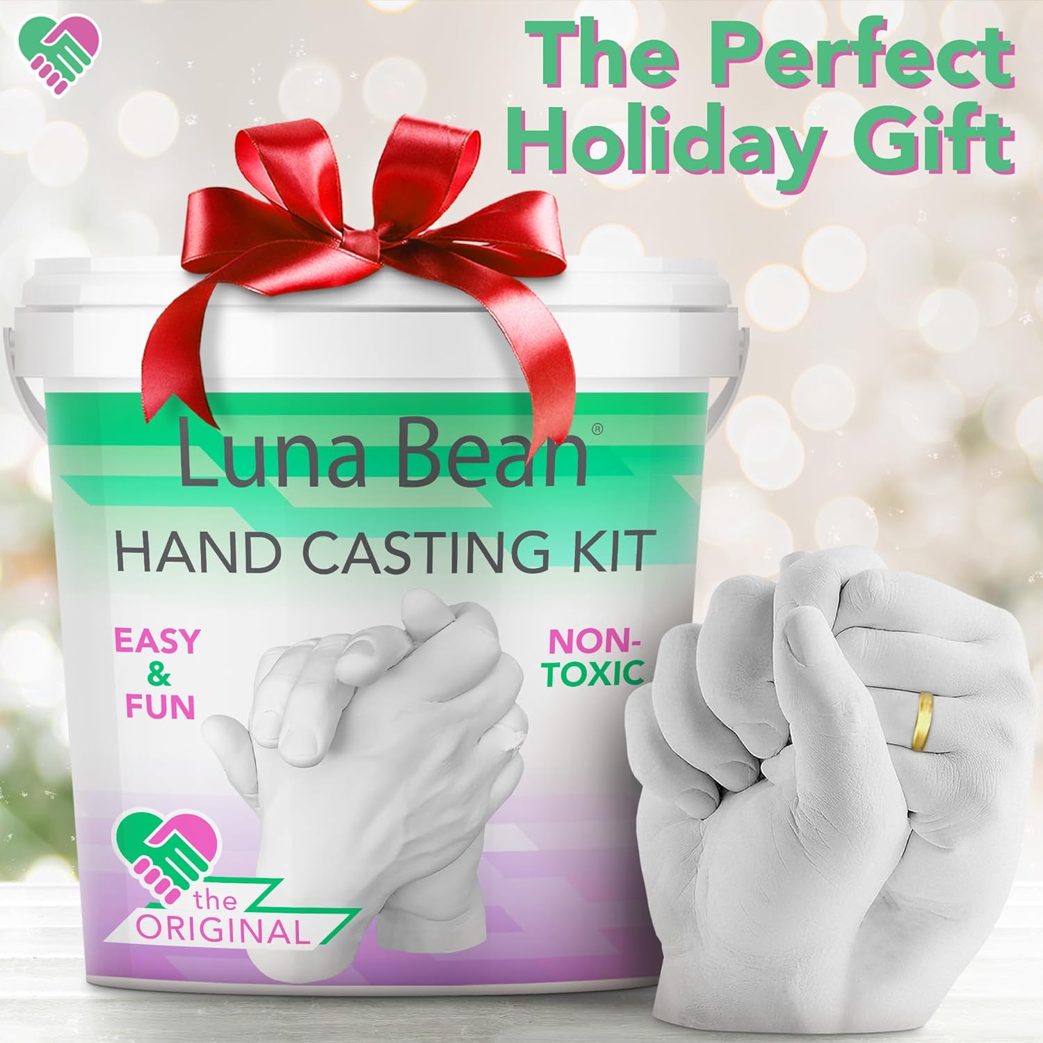 Luna Bean Hand Casting Kit - Hand Mold Kit Couples Gifts - Christmas Gifts for Women, Mom - Gifts for Her, Him - Unique Anniversary & Bridal Shower Gifts, Wedding, Engagement, Grandma Gifts