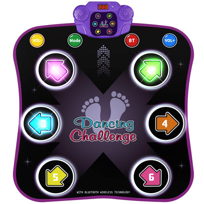 Flooyes Dance Mat Toys for 3-12 Year Old Kids, Electronic Dance Pad with Light-up 6-Button Wireless Bluetooth, Music Dance with 5 Game Modes, Christmas Toys Gifts for 3 4 5 6 7 8 9 10+ Year Old Girls