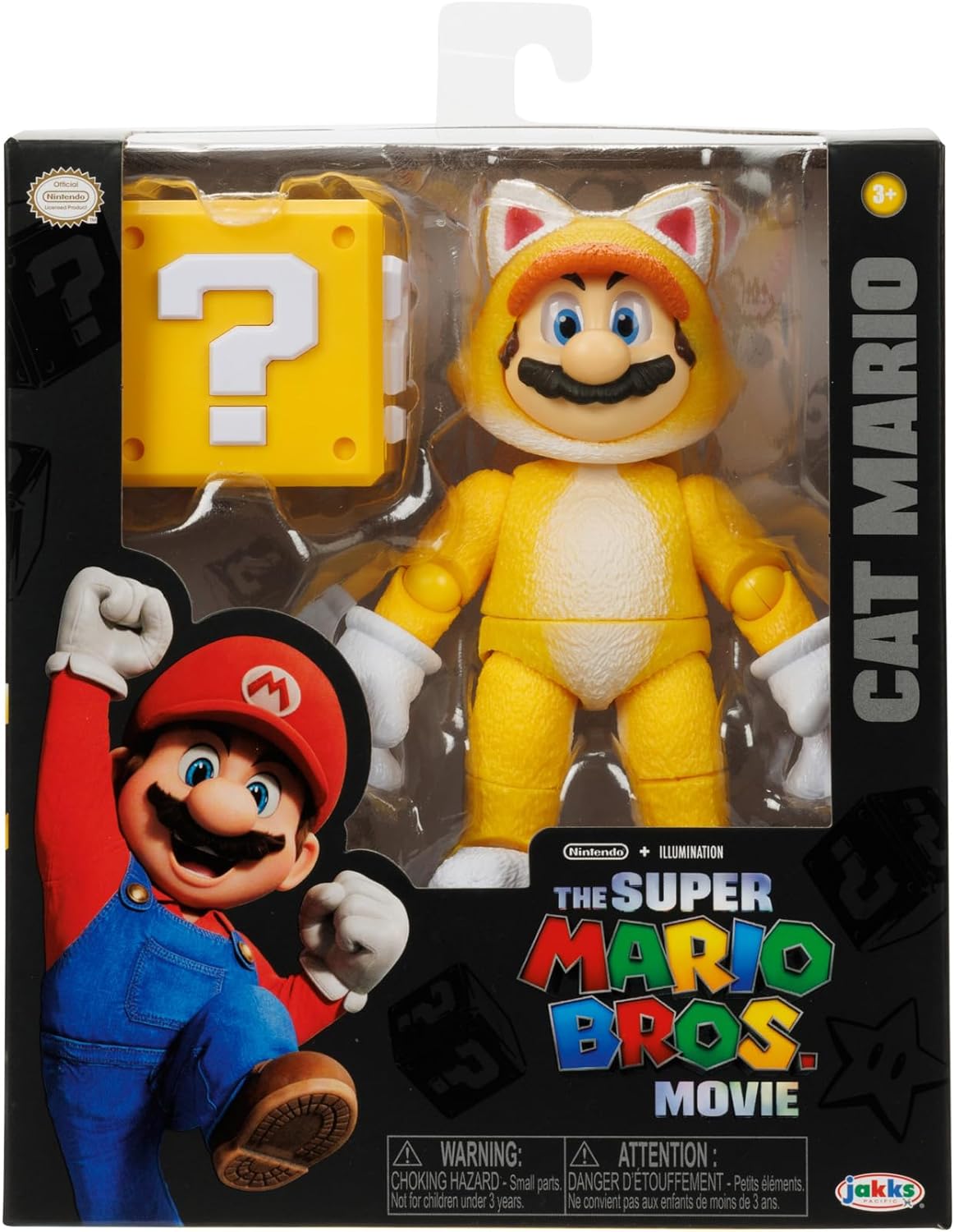 The Super Mario Bros. Movie 5 Inch Action Figures Series 2 Cat Mario Figure with Block