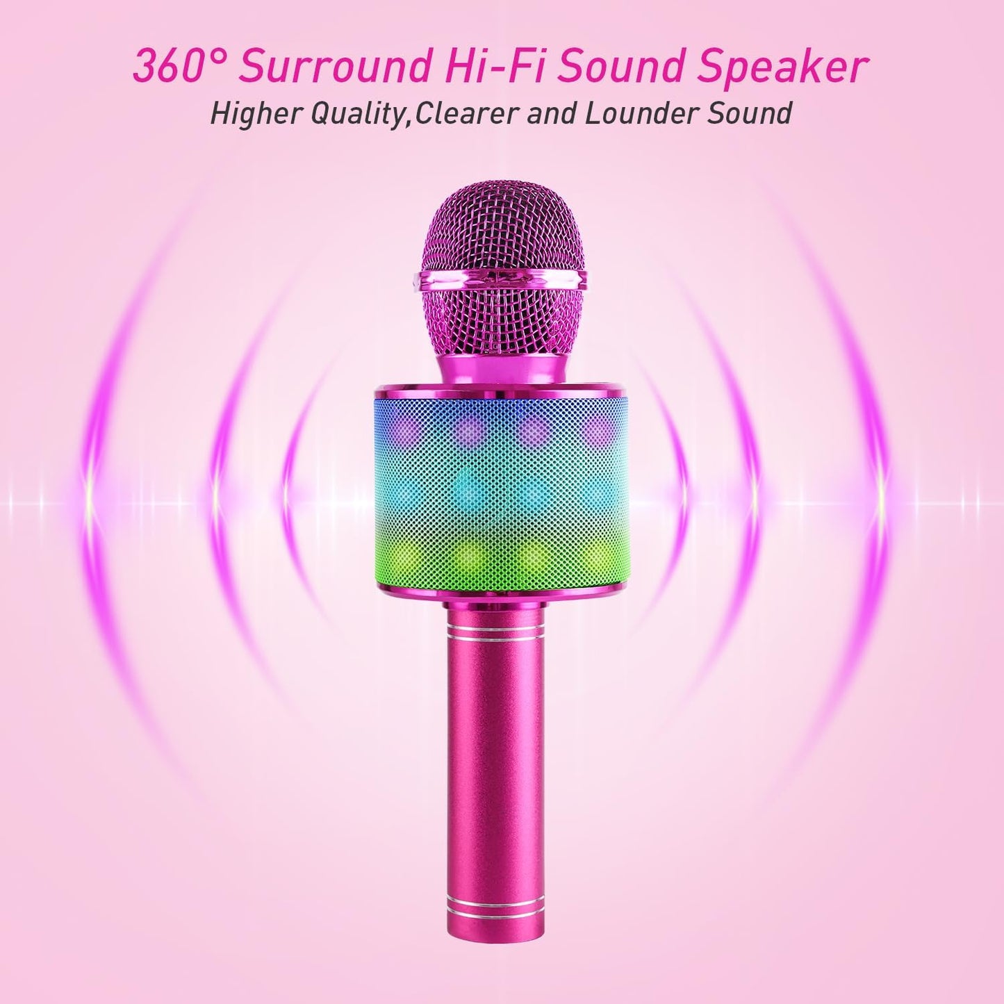 MOZSOY Kids Karaoke Microphone Machine Toy Bluetooth Microphone Portable Wireless Karaoke Machine Handheld, for Girls Boys Adults Birthday Party, Home KTV