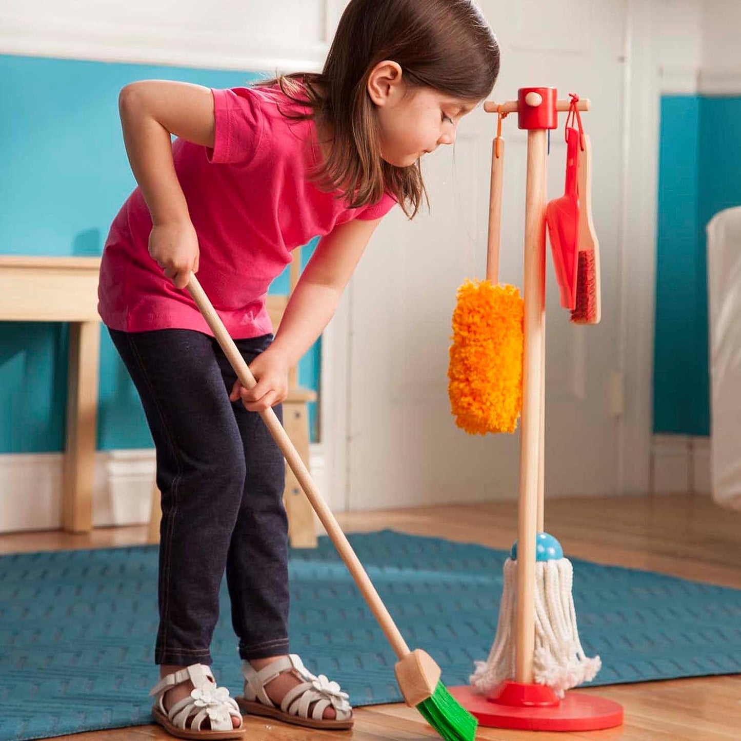 Melissa & Doug Let's Play House Dust! Sweep! Mop! 6 Piece Pretend Play Set - Toddler Toy Cleaning Set, Pretend Home Cleaning Play Set, Kids Broom And Mop Set For Ages 3+