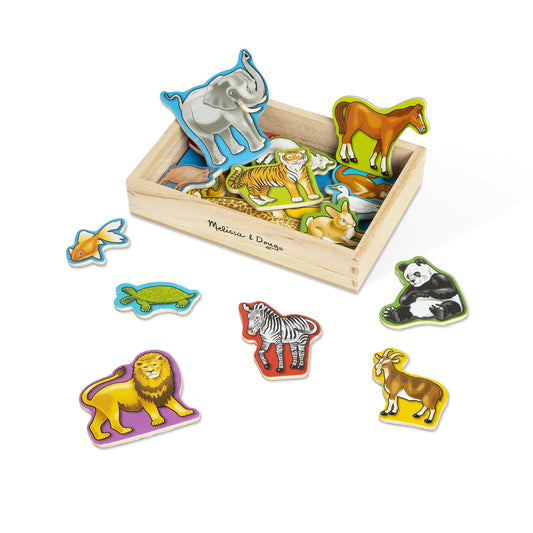 Melissa & Doug 20 Wooden Animal Magnets in a Box - Cute Animal Fridge, Refrigerator Magnets For Toddlers Ages 2+