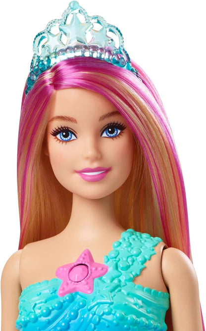 Barbie Mermaid Doll with Water-Activated Twinkle Light-Up Tail, Barbie Dreamtopia Mermaid Toys, Pink-Streaked Hair