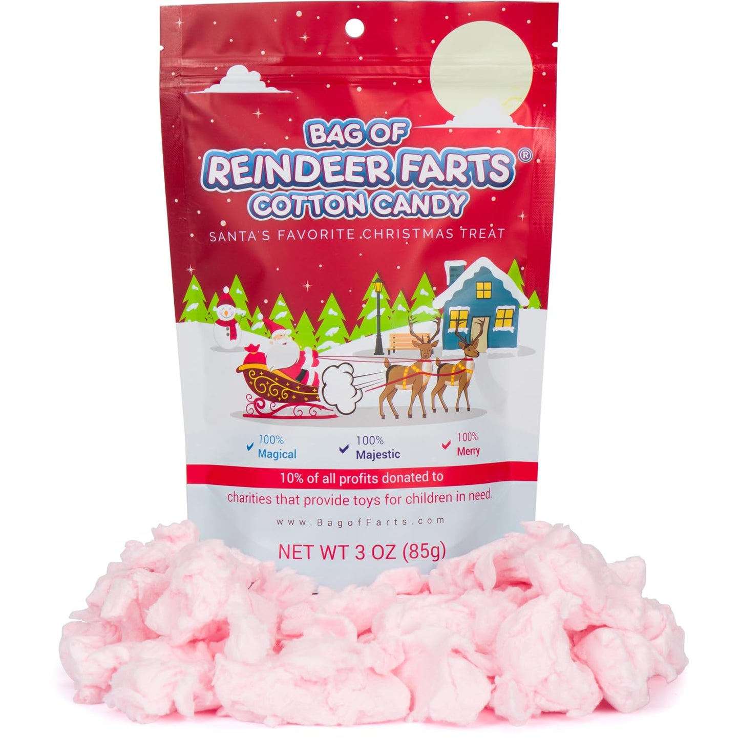 Bag Of Reindeer Farts Cotton Candy Funny Unique Christmas Stocking Stuffer Present For Kids Adults Boys Girls Men Women Teens Teachers White Elephant Office Party Fun Unique Holiday Surprise