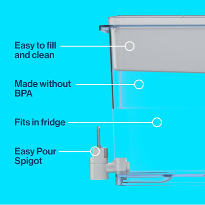 Brita XL Water Filter Dispenser for Tap and Drinking Water with 1 Standard Filter, Lasts 2 Months, 27-Cup Capacity, Christmas Gift for Men and Women, BPA Free, Grey