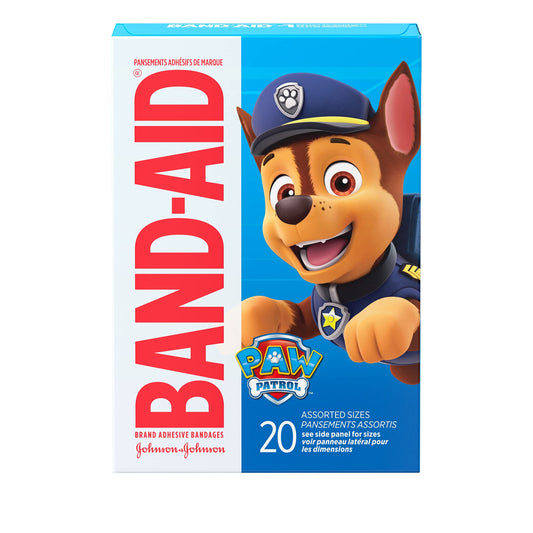 Band-Aid Brand Adhesive Individually Wrapped Bandages for Kids Featuring Nickelodeon PAW Patrol Characters, Assorted Sizes 20 ct