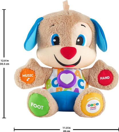 Fisher-Price Laugh & Learn Baby & Toddler Toy Smart Stages Puppy Interactive Plush Dog With Music And Lights For Ages 6+ Months