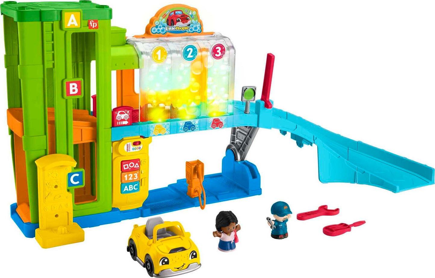 Fisher-Price Little People Toddler Playset Light-Up Learning Garage with Smart Stages Plus Toy Car and Ramp for Ages 1+ Years