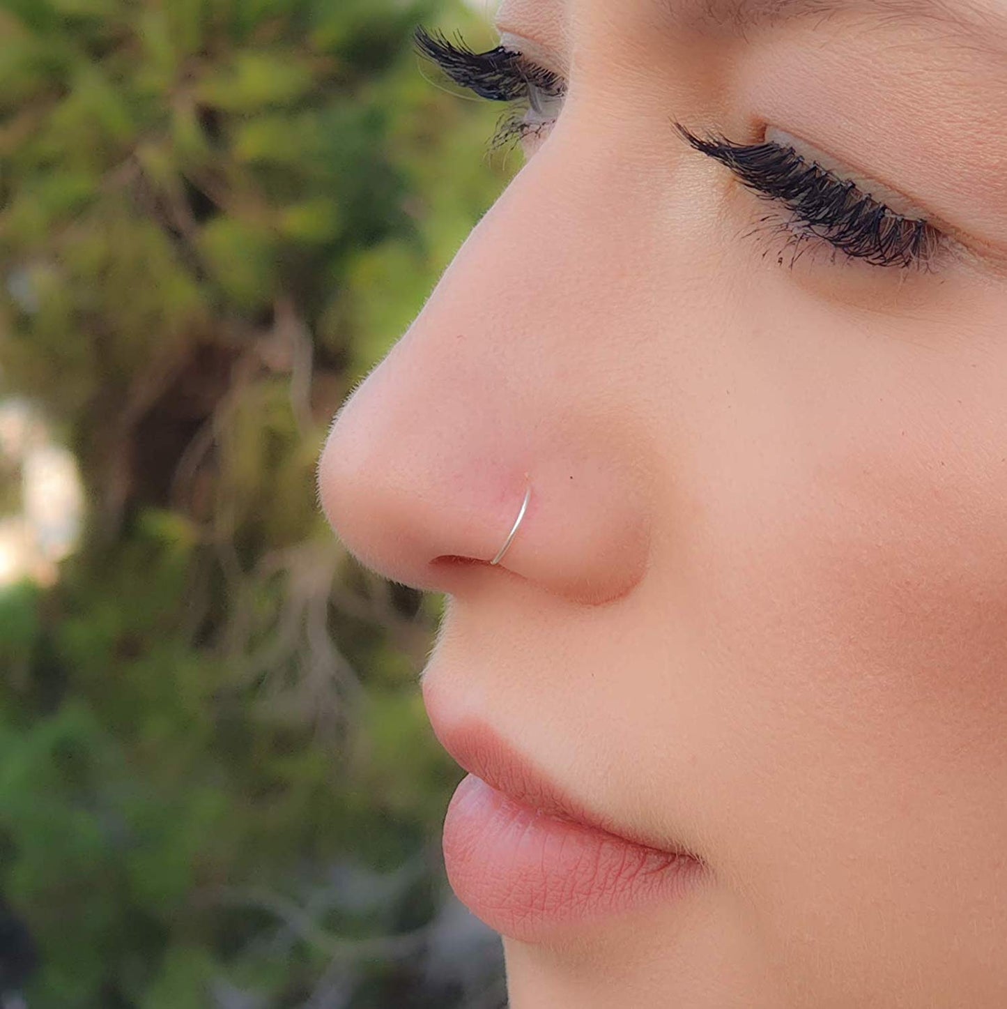 Fake Clip On Nose Ring 24g - No Piercing Needed - Smooth Tiny 925 Silver Fake Nose Piercing