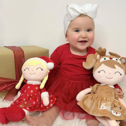 Gloveleya Christmas Dolls Baby Girl Gifts Soft Plush Santa Girl Toy Red 16"