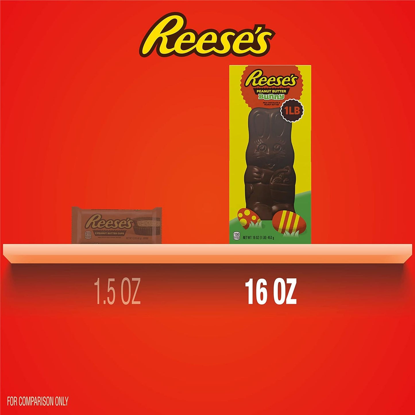 REESE'S BUNNY Milk Chocolate Peanut Butter, Easter Basket Easter Candy Gift Box, 1 lb