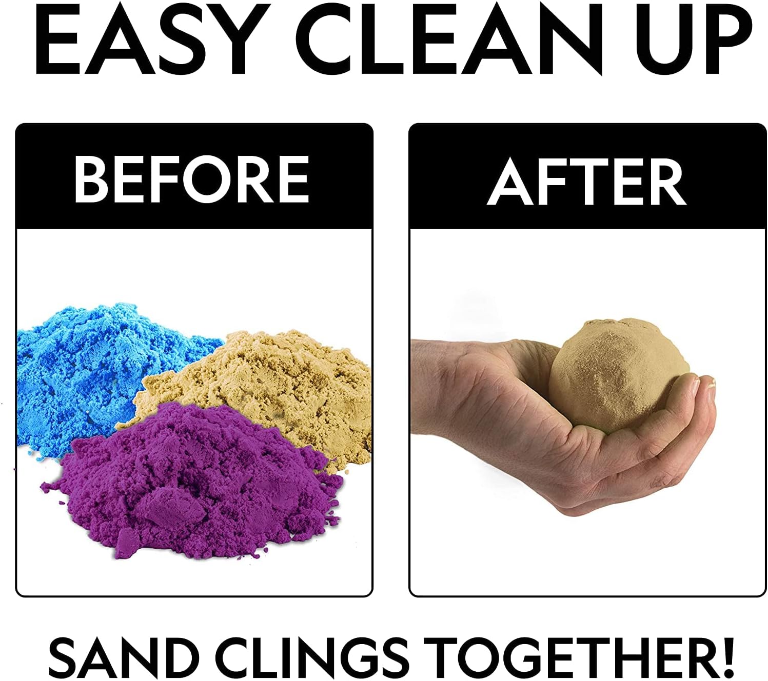 NATIONAL GEOGRAPHIC 6 Lb. Play Sand Combo Pack - 2 Lbs. Each of Blue, Purple and Natural Sand with Castle Molds - A Fun No Mess Sensory Activity, Kids Fake Sand Play Set (Amazon Exclusive)