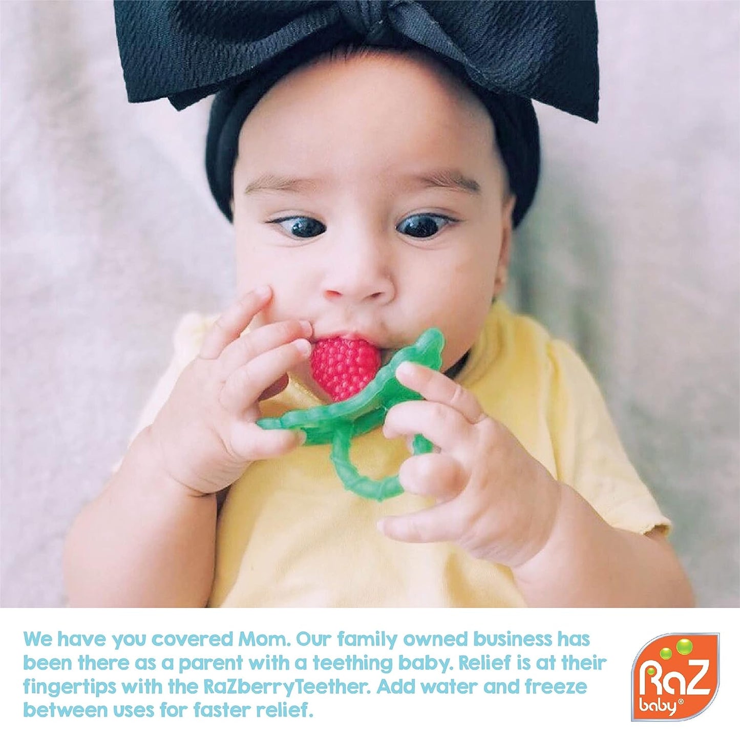 RaZbaby RaZberry Silicone Baby Teether Toy - Berrybumps Soothe Babies Sore Gums - Hands Free Design - BPA Free - Easy-to-Hold - Teething Relief Pacifier For Infant - Fruit Shape/Red