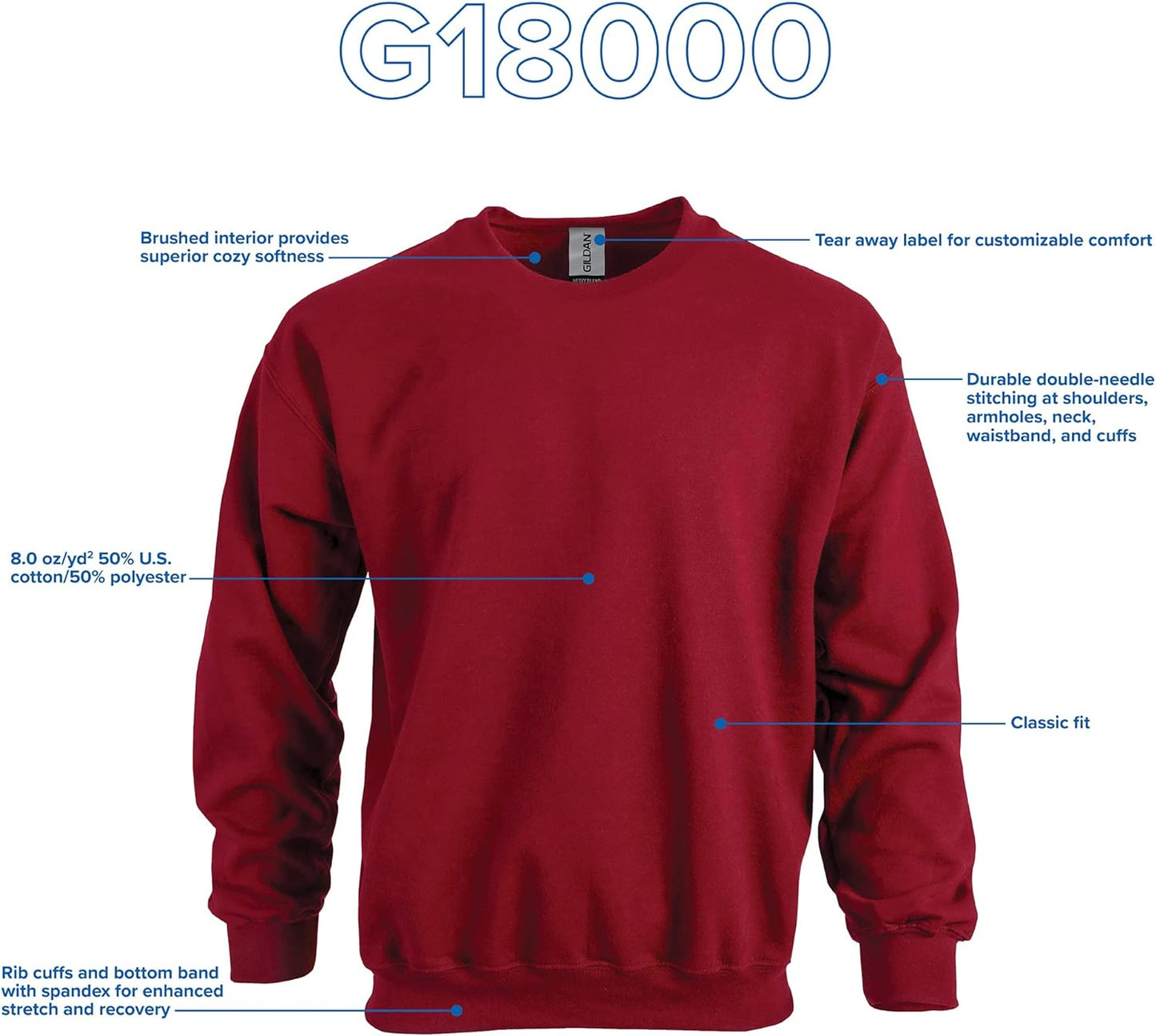 Gildan Fleece Crewneck Sweatshirt, Style G18000, Multipack