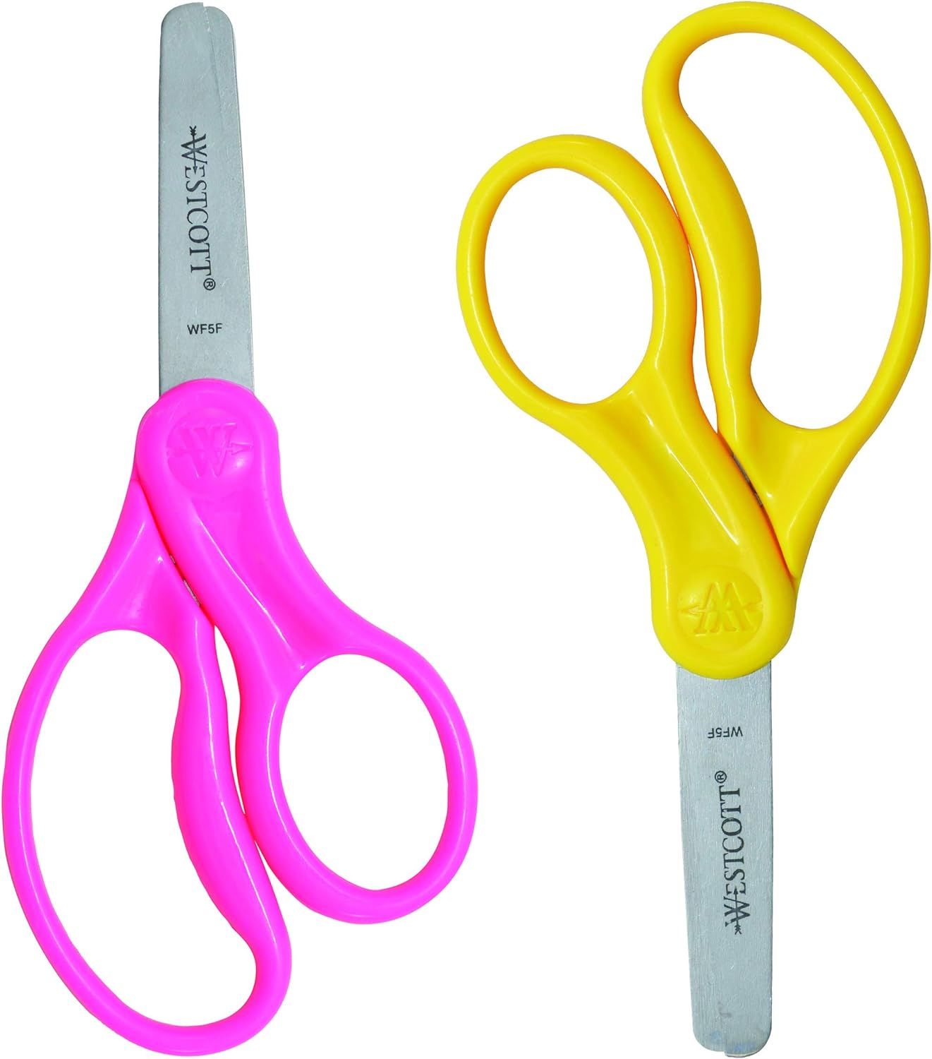 Westcott 13168 Right- and Left-Handed Scissors, Kids' Scissors, Ages 4-8, 5-Inch Blunt Tip, Assorted, 2 Pack