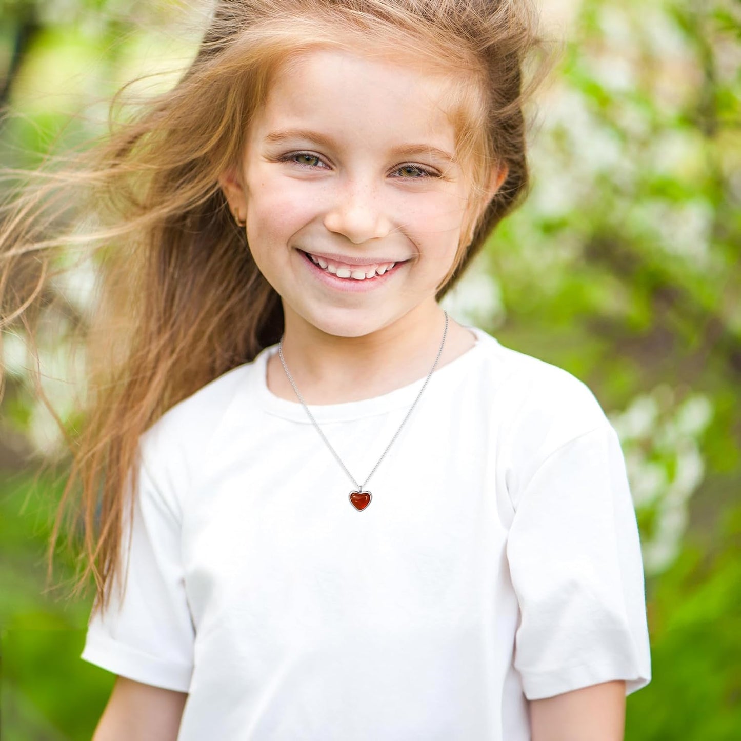 SmileBelle Red Heart Necklace Carnelian necklace for women Valentines Gifts for her, red stone heart pendant necklace for girls, heart jewelry as cute lover necklace for teen for Anniversary Gifts