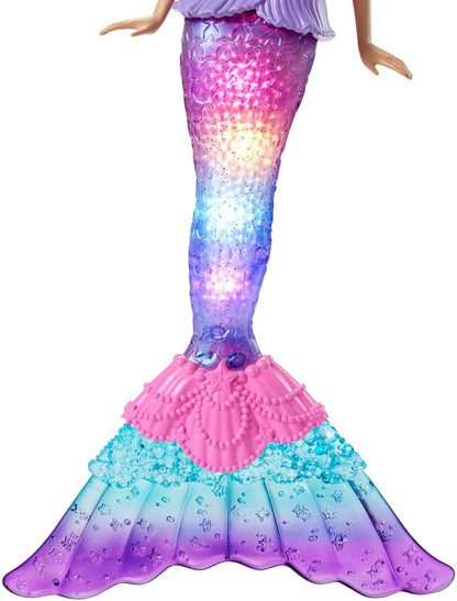 Barbie Mermaid Doll with Water-Activated Twinkle Light-Up Tail, Barbie Dreamtopia Mermaid Toys, Pink-Streaked Hair