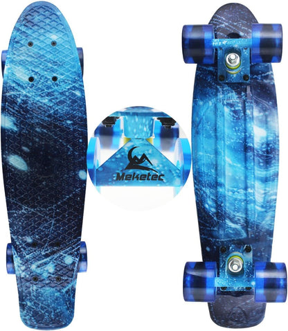 Skateboards Complete 22 Inch Mini Cruiser Retro Skateboard for Kids Boys Youths Beginners