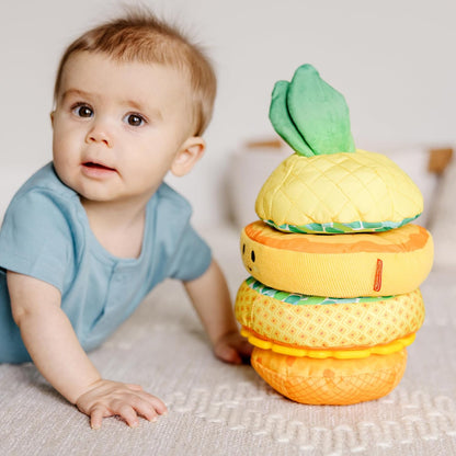 Melissa & Doug Multi-Sensory Pineapple Soft Stacker Infant Toy - Stacking Toys For Babies, Pineapple Stacking Toy For Infants