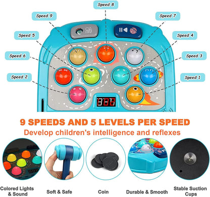 Whack A Mole Game, Toys for 3-12 Year Old Boys and Girls, Whack A Mole Toys for Toddlers,Gifts for 3 4 5 6+ Year Old Boys, Interactive Educational Toys with Sound and Light, PK Mode with 2 Hammers