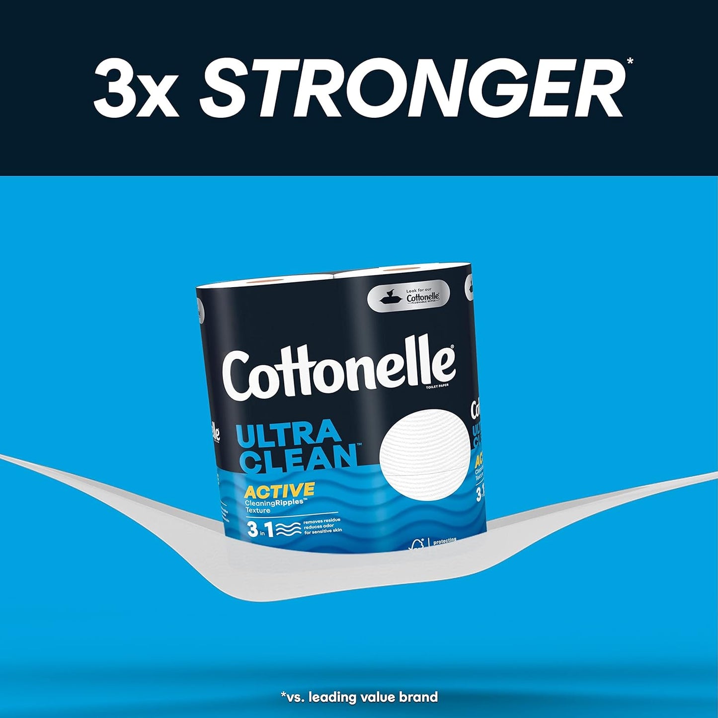 Cottonelle Ultra Clean Toilet Paper with Active CleaningRipples, 1-Ply, 24 Family Mega Rolls (4 Packs of 6) (24 Family Mega Rolls = 132 Regular Rolls), 388 Sheets per Roll, Packaging May Vary