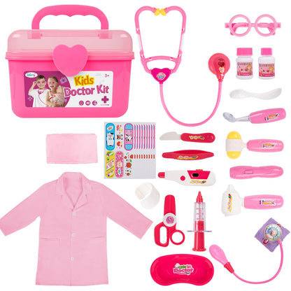 Liberry Toy Doctor Kit for Toddlers 3 4 5 Years Old, 30 Pcs Kids Doctor Playset Gift, Pretend Play Medical Set with Stethoscope, Doctor Role Play Dress Up Costume for Girls