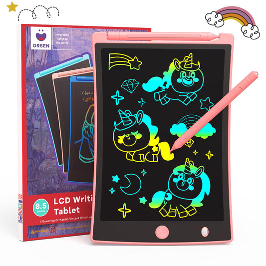 ORSEN Colorful 8.5 Inch LCD Writing Tablet for Kids, Electronic Sketch Drawing Pad Doodle Board, Toddler Travel Learning Educational Toys Activity Games Birthday Gifts for 3 4 5 6 7 8 Year Old Girls