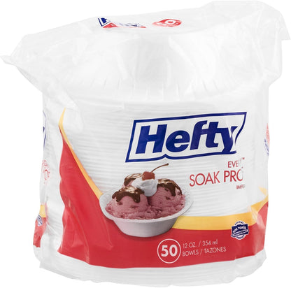 (4) Hefty Everyday Soak-Proof Foam Bowls, 12 Ounce, 50 Count