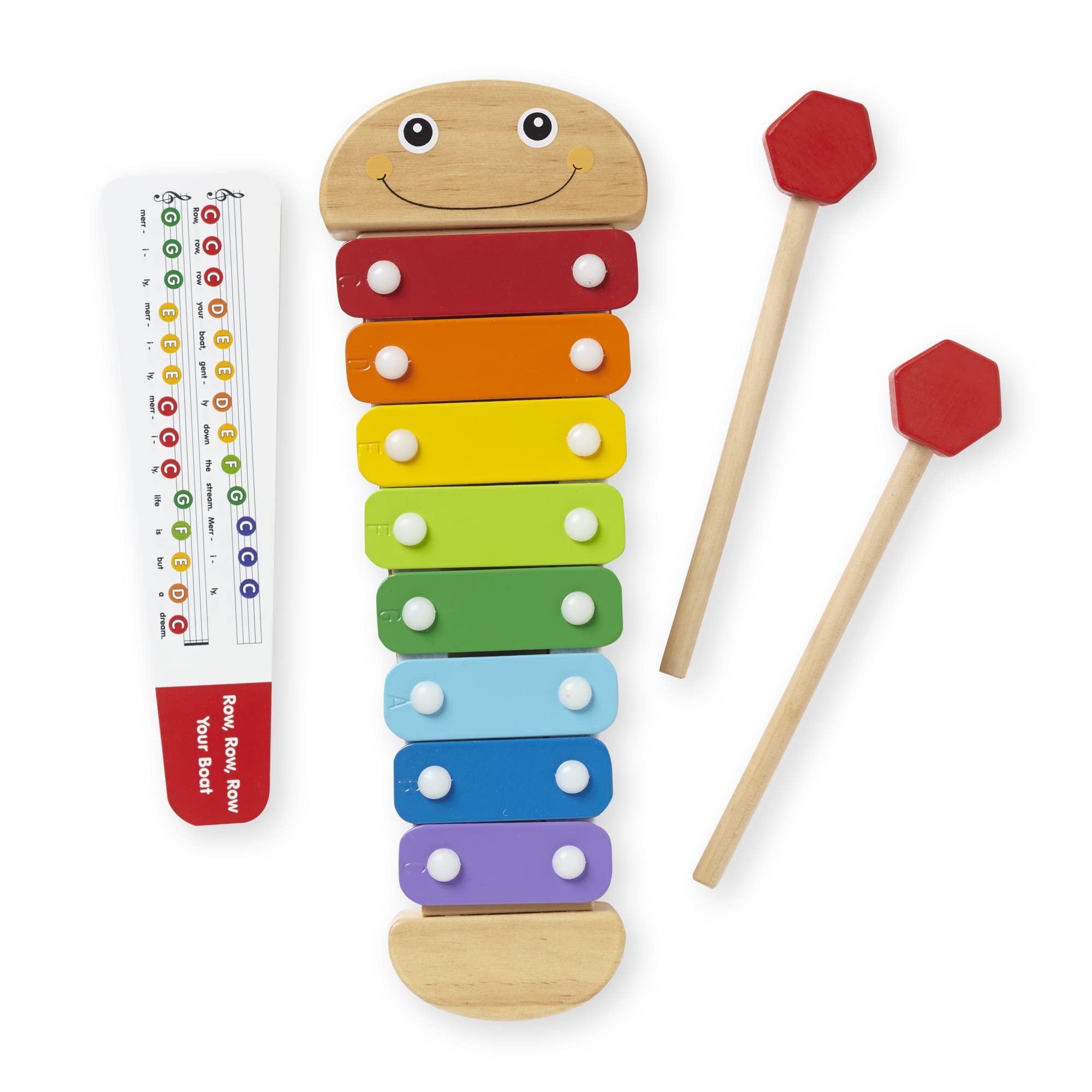 Melissa & Doug Caterpillar Xylophone Musical Toy With Wooden Mallets 15.25" x 6.5" x 1.5 - For Toddlers,Ages 3+,Blue