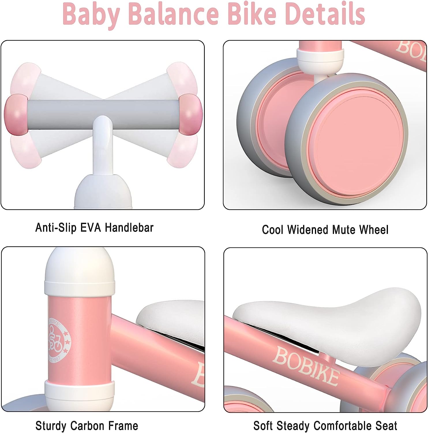 Baby Balance Bike Toys for 1 Year Old Gifts Boys Girls 10-24 Months Kids Toys Toddler Best First Birthday Gifts Children Walker Baby Walker No Pedal Infant 4 Wheels Bicycle (Pink)