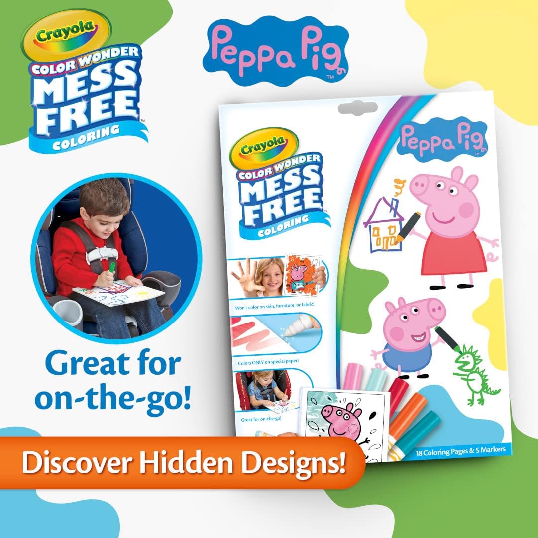 Crayola Peppa Pig Color Wonder, Mess Free Coloring Activity Set, Toddler Coloring Kit, Peppa Pig Toy, Gift for Kids, Ages 3+