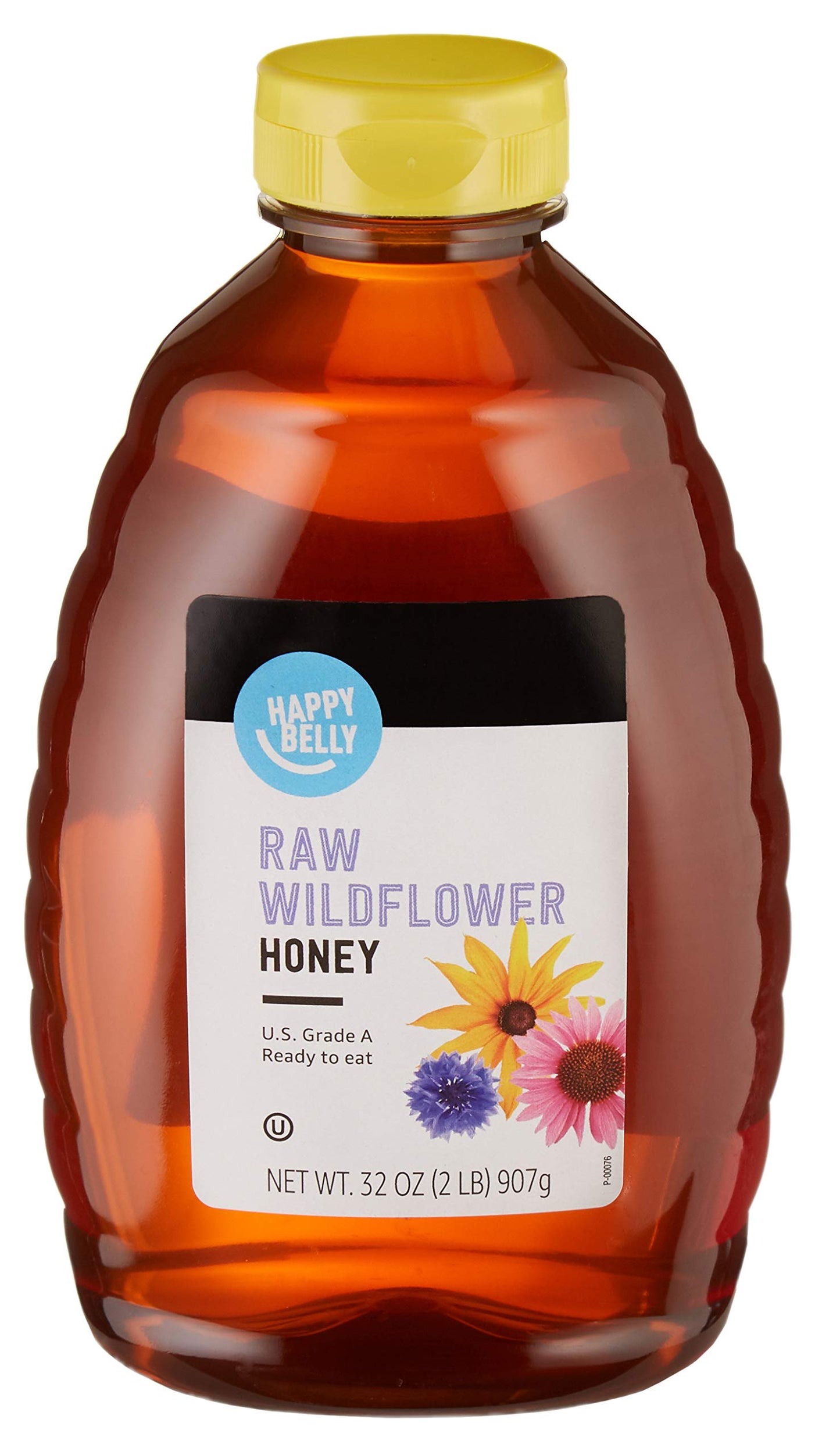 Amazon Brand - Happy Belly Raw Wildflower Honey, 2 Pound (Pack of 1) (Previously Solimo) (Packaging May Vary)