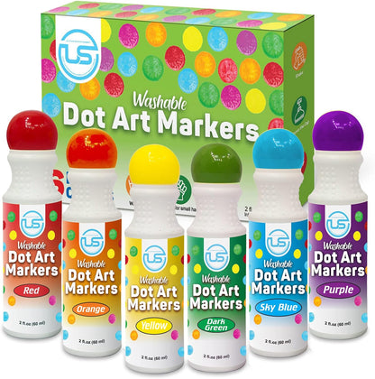 Ultimate Stationery Dot Markers | Bingo Daubers | Washable 6 Colors Dot Markers for Toddlers and Kids Dot Art. Toddler arts and crafts